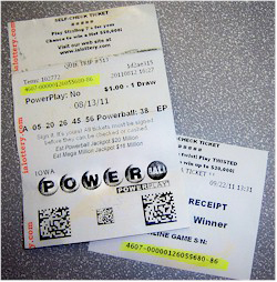 Lotto ticket and customer receipt