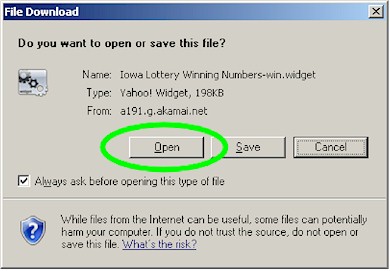 Step 1 of Instructions to Download and Install Iowa Lottery Widget