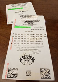 Lotto ticket and customer receipt