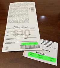 Scratch ticket and customer receipt